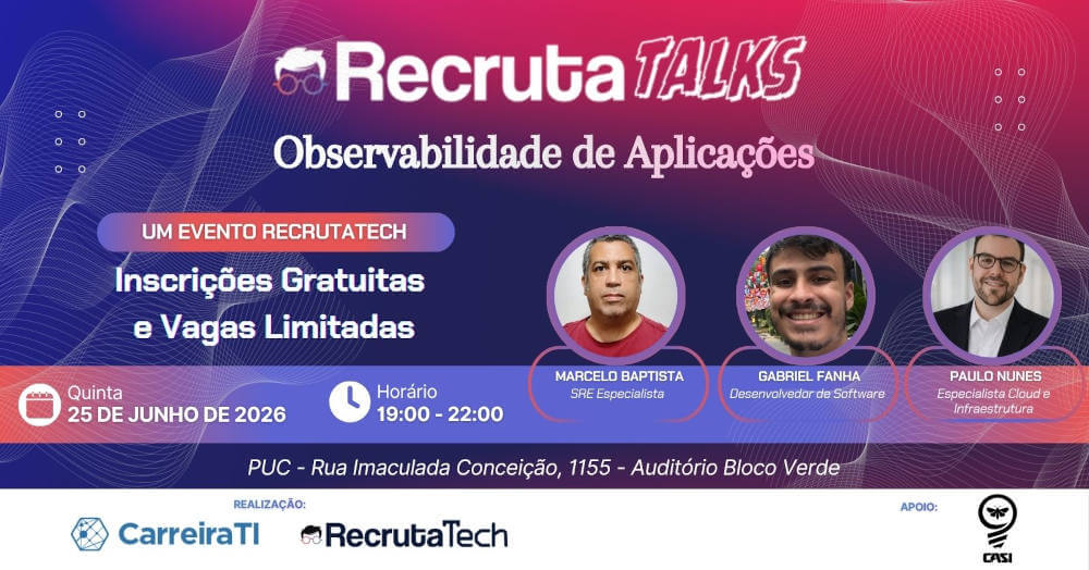 Banner do evento RecrutaTalks - Observabilidade de Aplicações