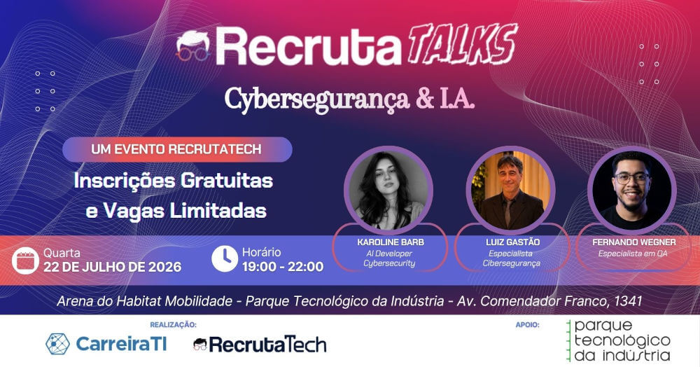 Banner do evento RecrutaTalks - Cibersegurança & I.A.